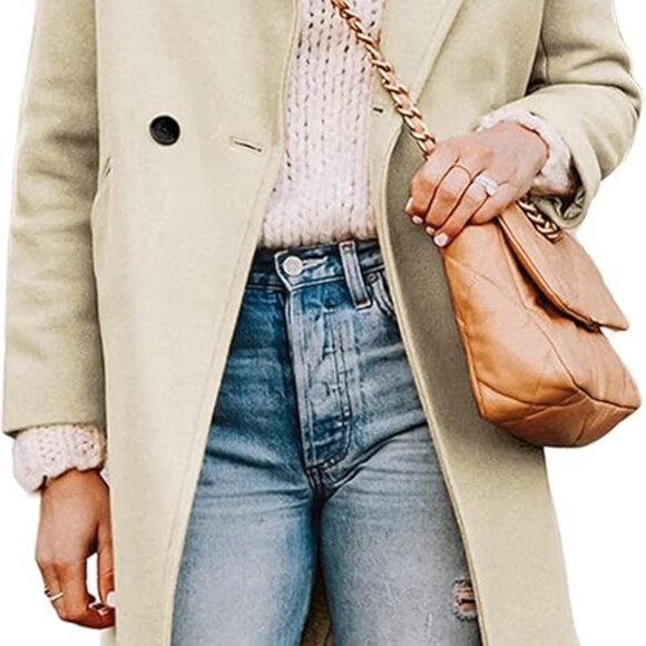 NEW Beige Wool Blend Pea Trench Coat - Picture 3 of 9